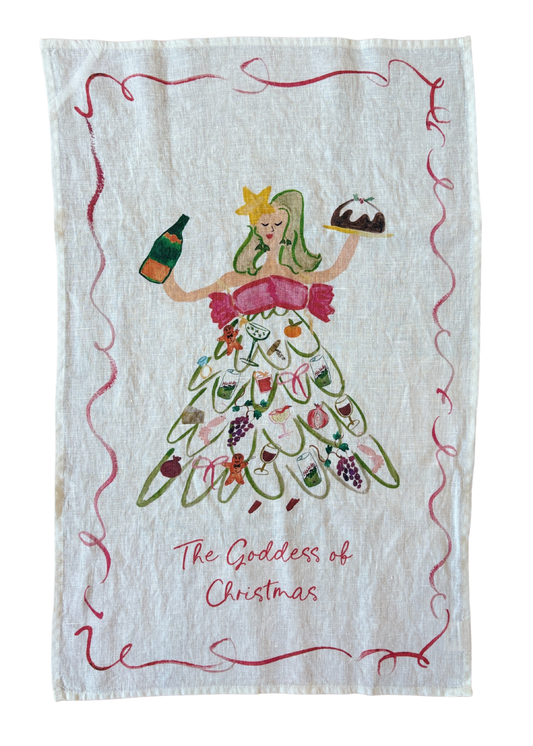 The Goddess of Christmas - Linen Teatowel