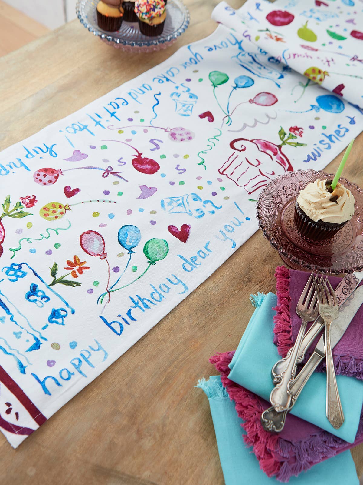 Happy Birthday Watercolor Runner