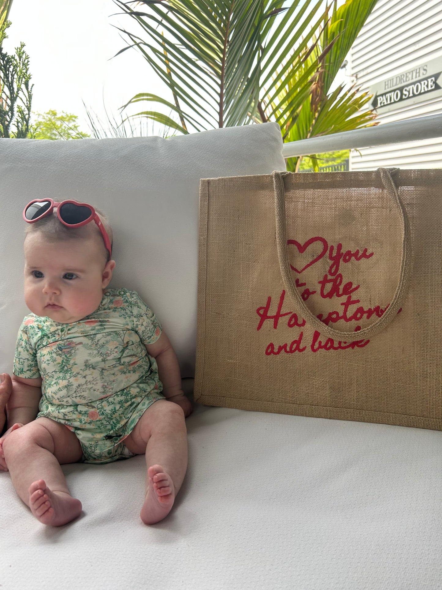 Love you to the Hamptons and back jute bag