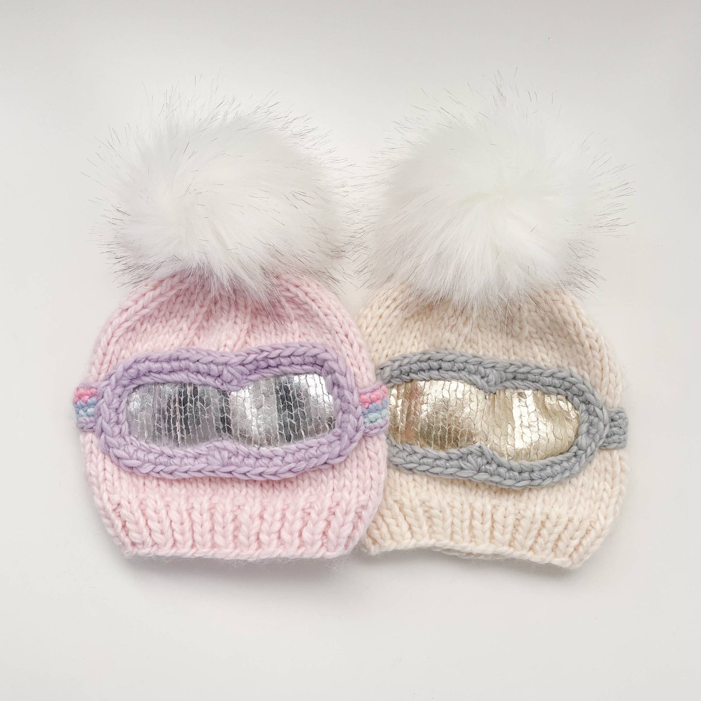 Ski Goggles Beanie, Baby Pink Baby & Kids Winter Hat: S; 6-24mths