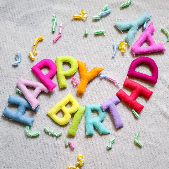 Large Happy Birthday Felt Garland