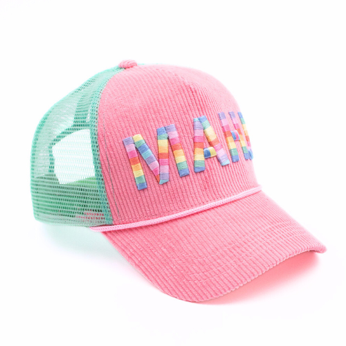 MAHJONG HAT | Corduroy Trucker | MAHJ: Pink