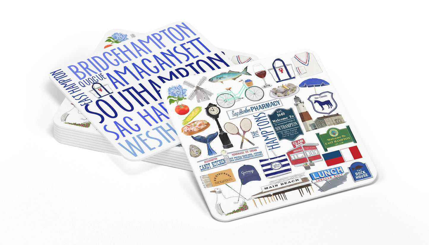 Hamptons, New York-Themed Reversible Paper Coasters