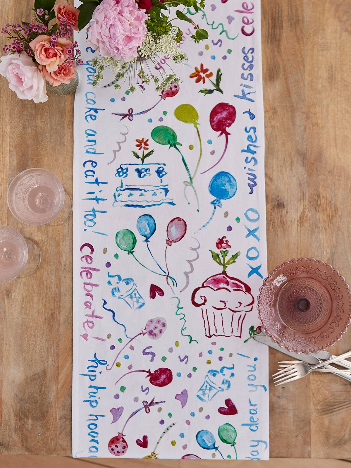 Happy Birthday Watercolor Runner
