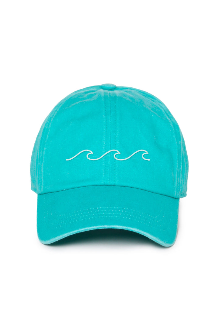 Waves Embroidered Washed Baseball Cap