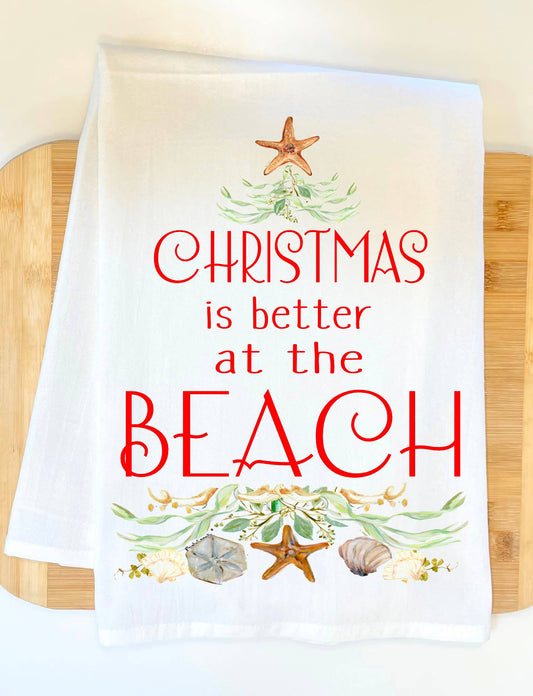 Beach Christmas Kitchen Towel
