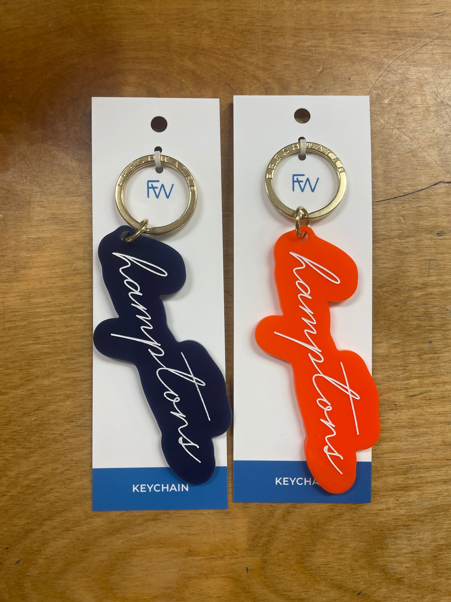 Hamptons cursive keychain