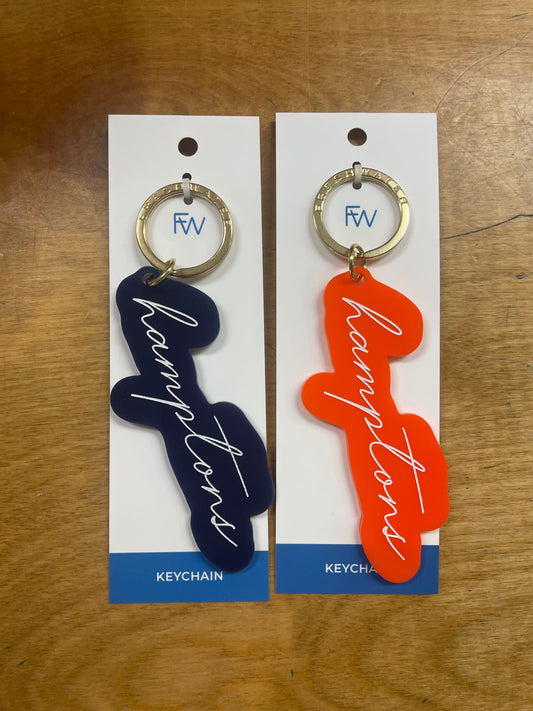 Hamptons cursive keychain