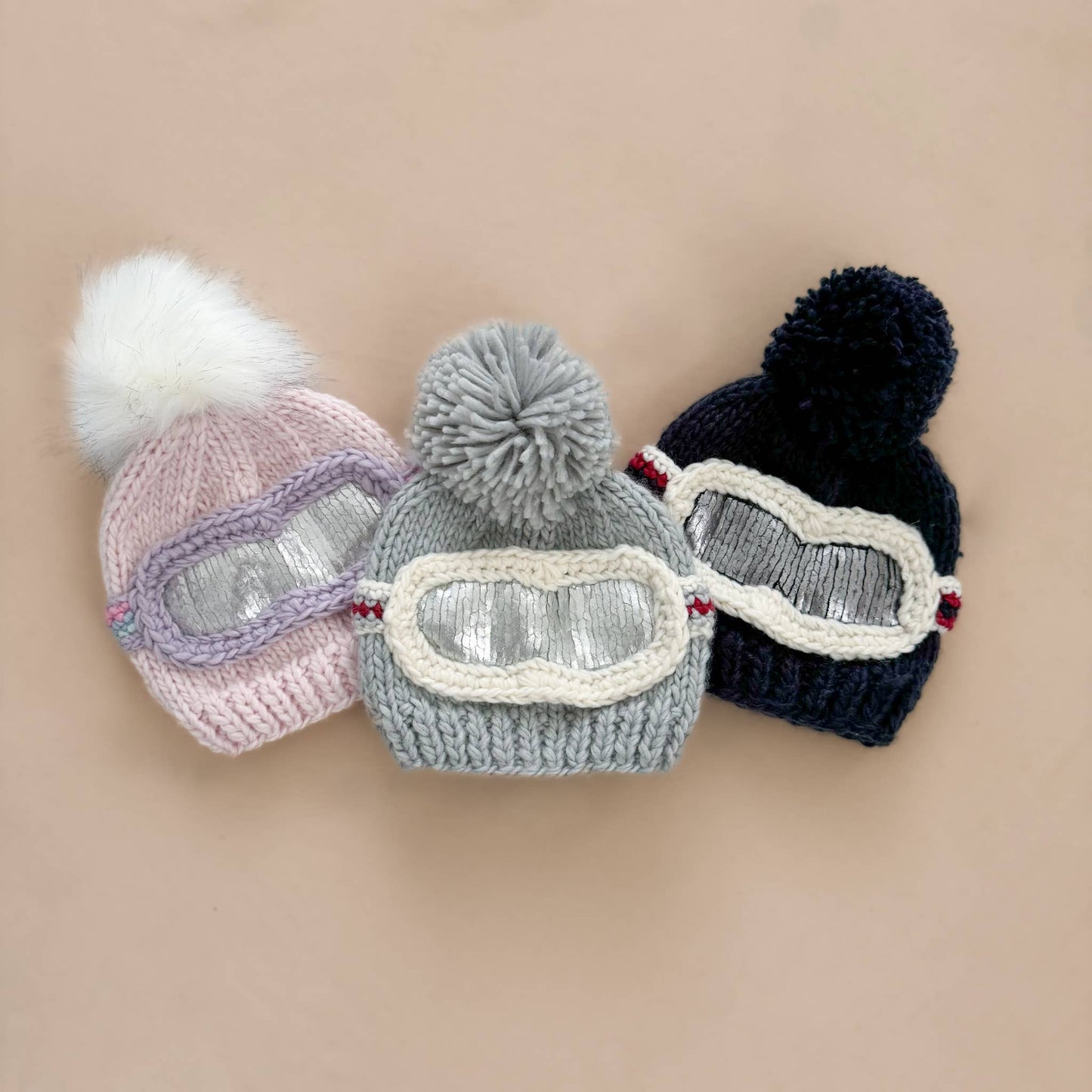 Ski Goggles Beanie, Baby Pink Baby & Kids Winter Hat: S; 6-24mths