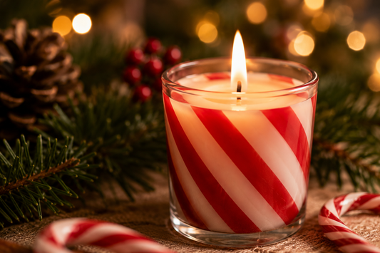 Peppermint Candy Cane Votive Candles - Set of 6 Red & White