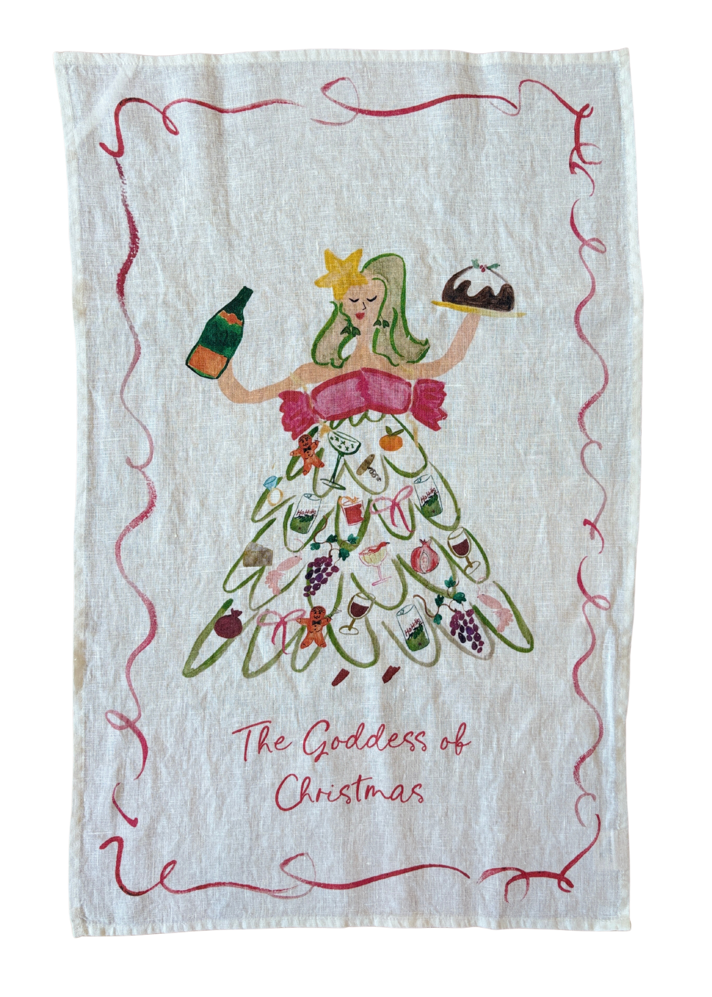 The Goddess of Christmas - Linen Teatowel