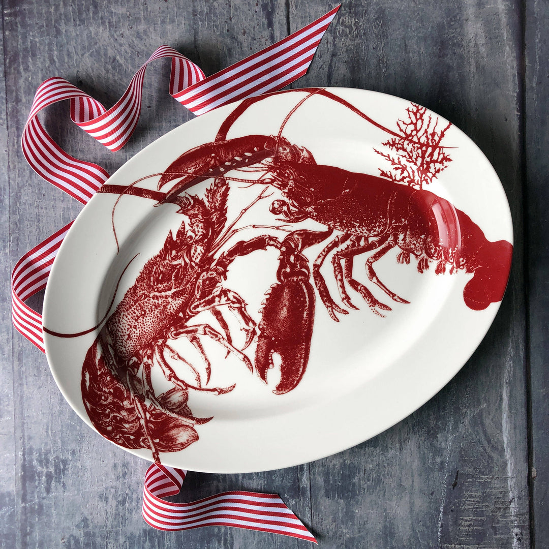 Red Lobster Large Oval Rimmed Platter