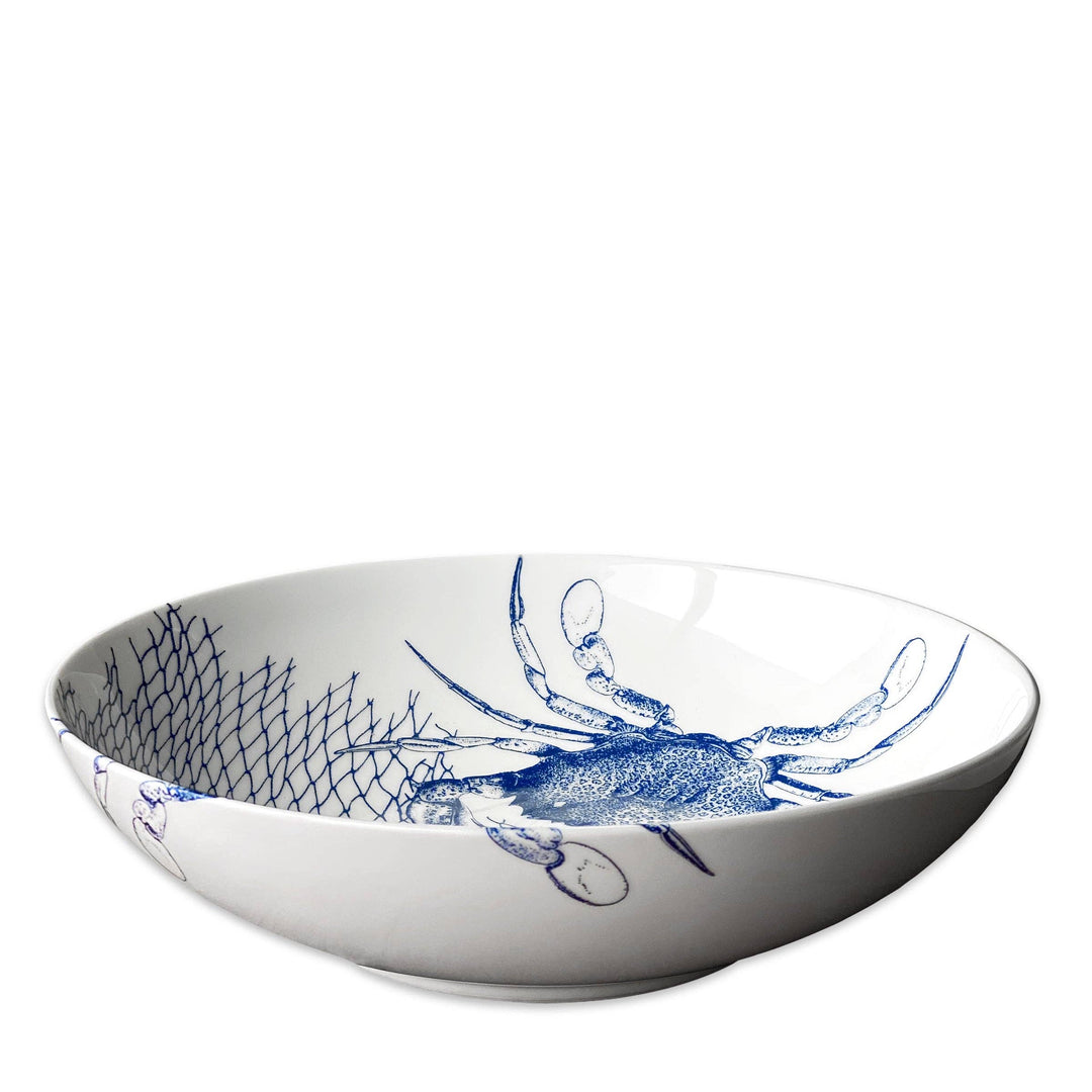 Crabs Blue Wide Serving Bowl