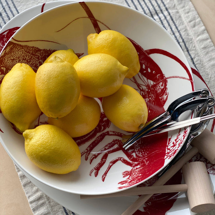 Lobster Wide Serving Bowl Red