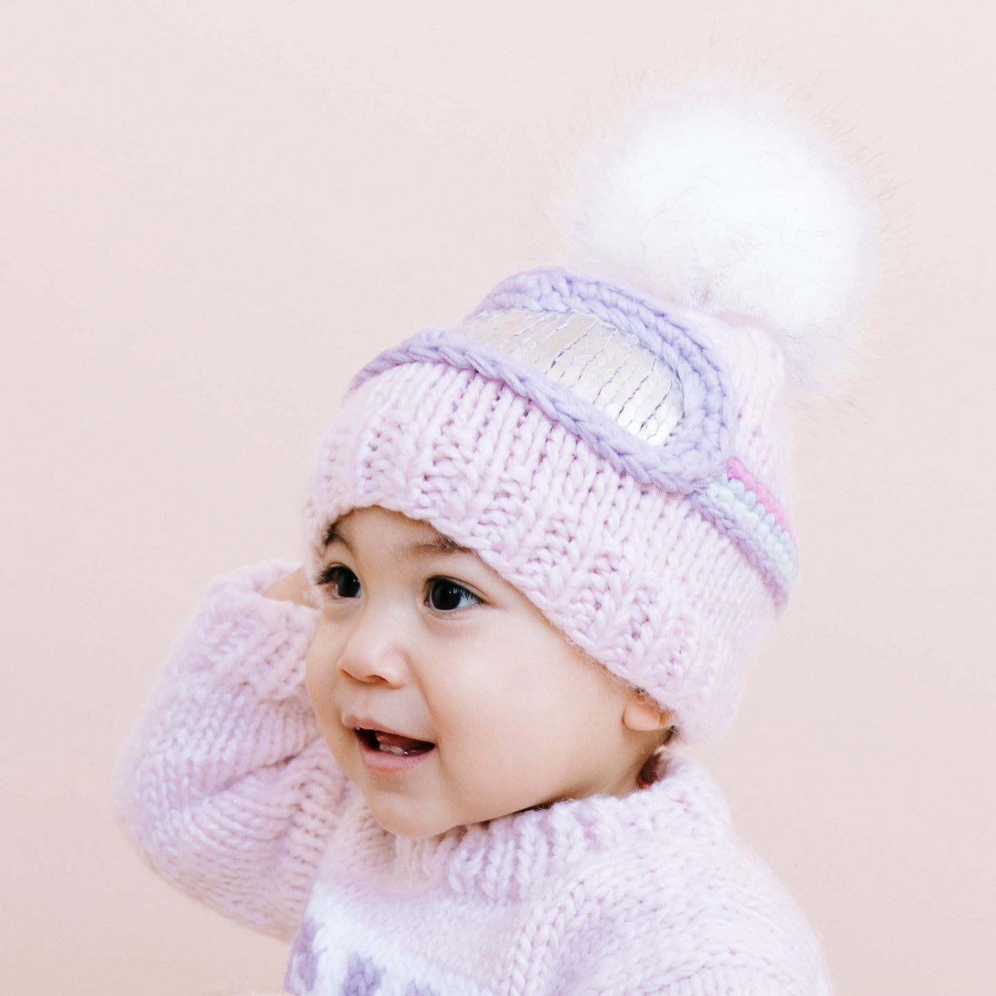 Ski Goggles Beanie, Baby Pink Baby & Kids Winter Hat: S; 6-24mths