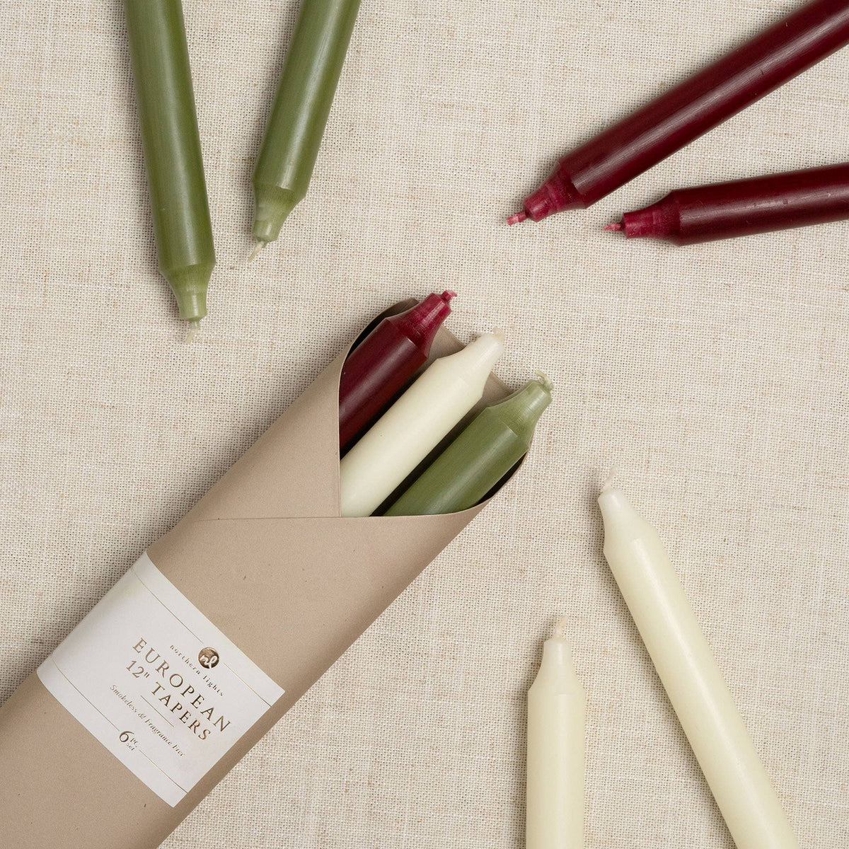 12" Taper Combo Candle Gift Set: Mistletoe