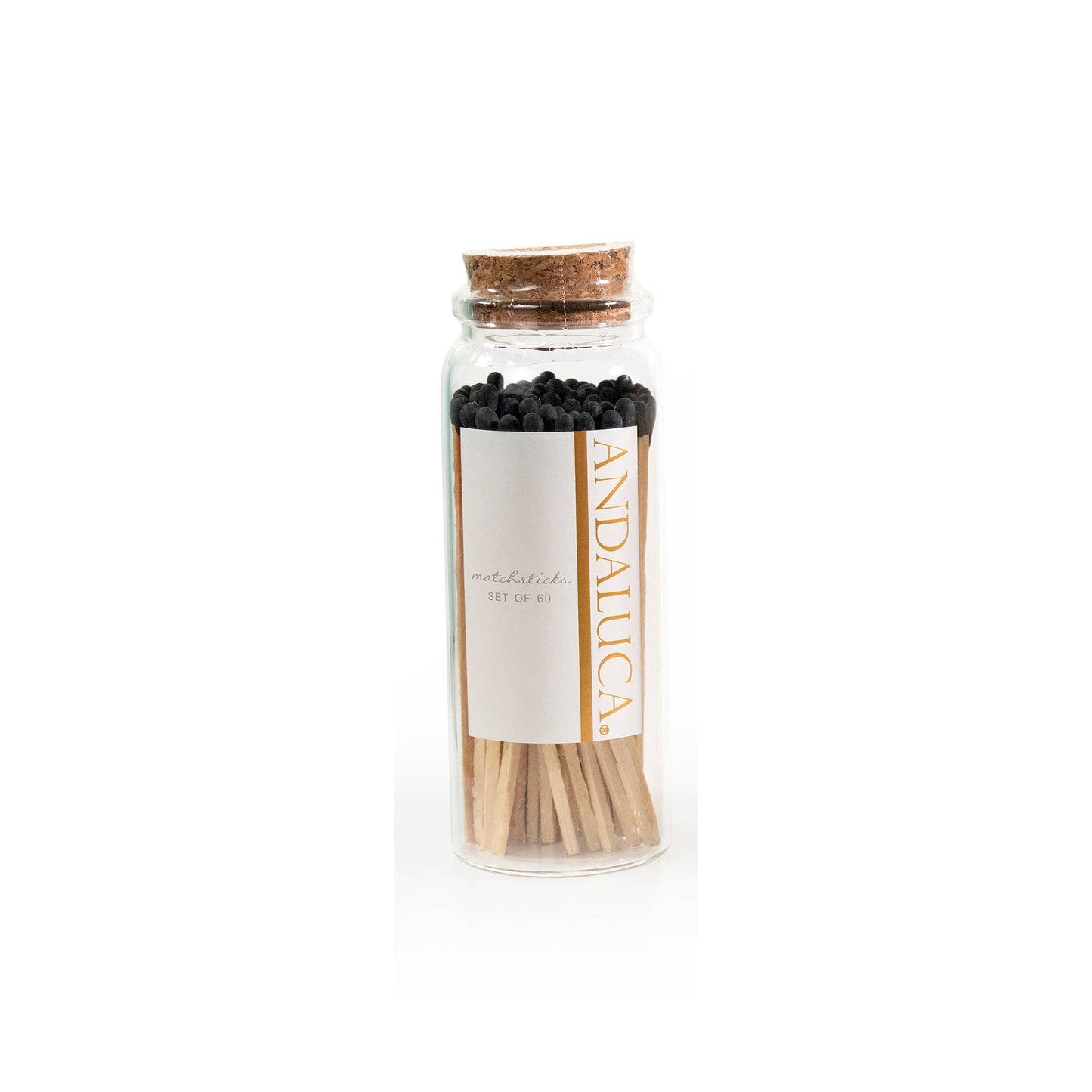 Glass Jar of 60 Wooden Matches: Black
