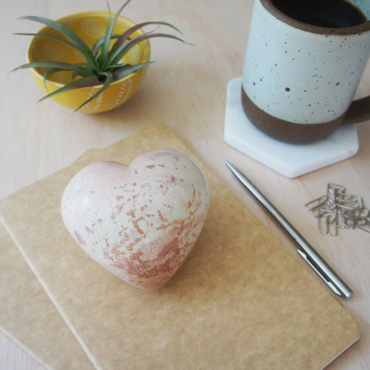 Large Heart Paperweight, Natural Stone