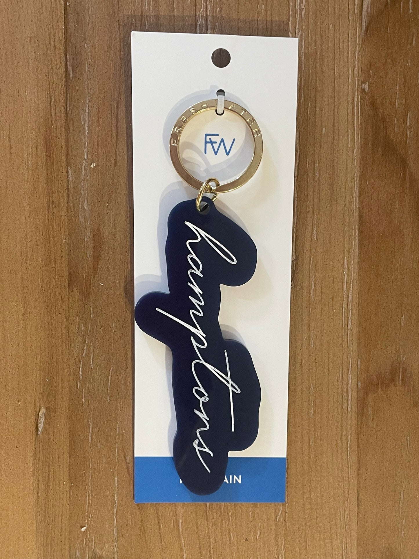 Hamptons cursive keychain