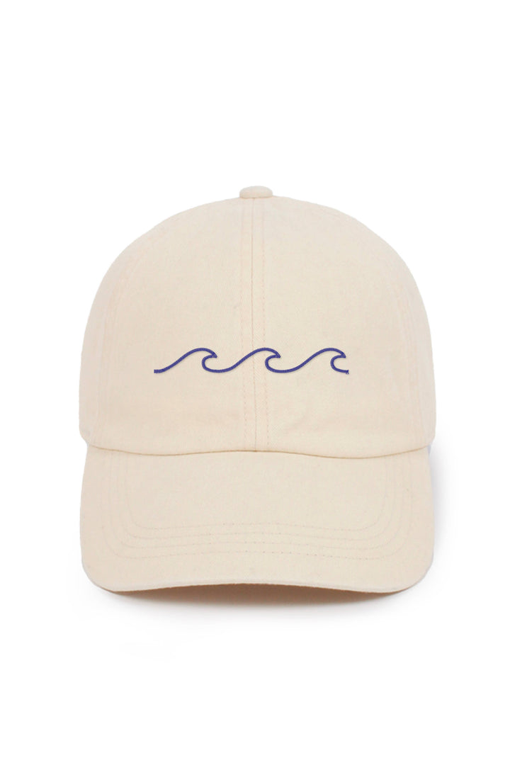 Waves Embroidered Washed Baseball Cap