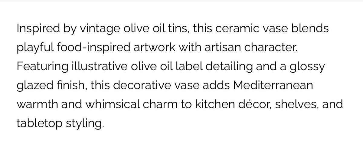 Ceramic Olive Oil Vase
