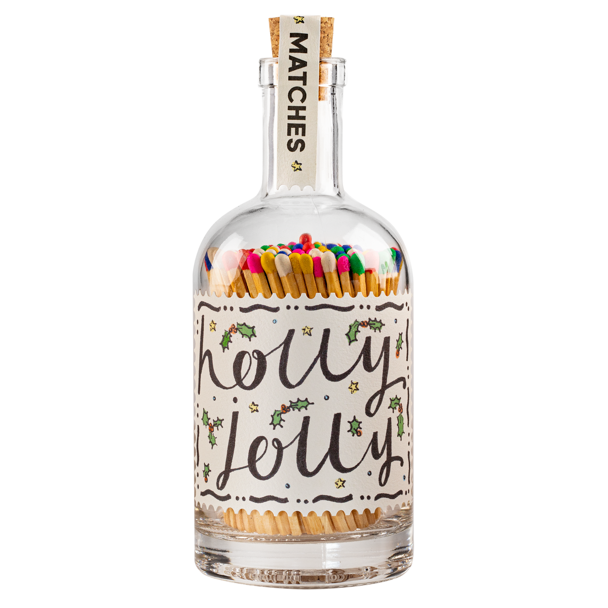 Holly Jolly | Glass Bottle - Safety Matches 🎄