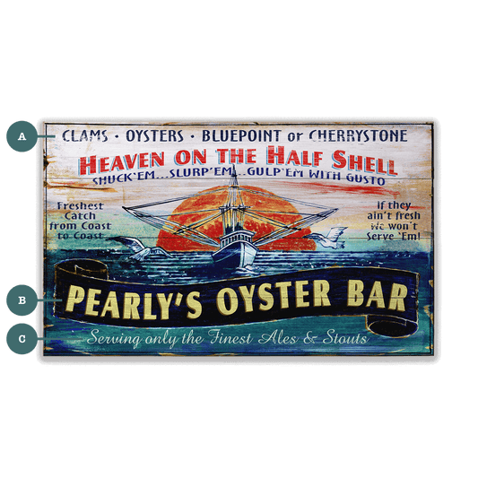 Pearly's Oyster Bar - Wood & Metal Wall Art