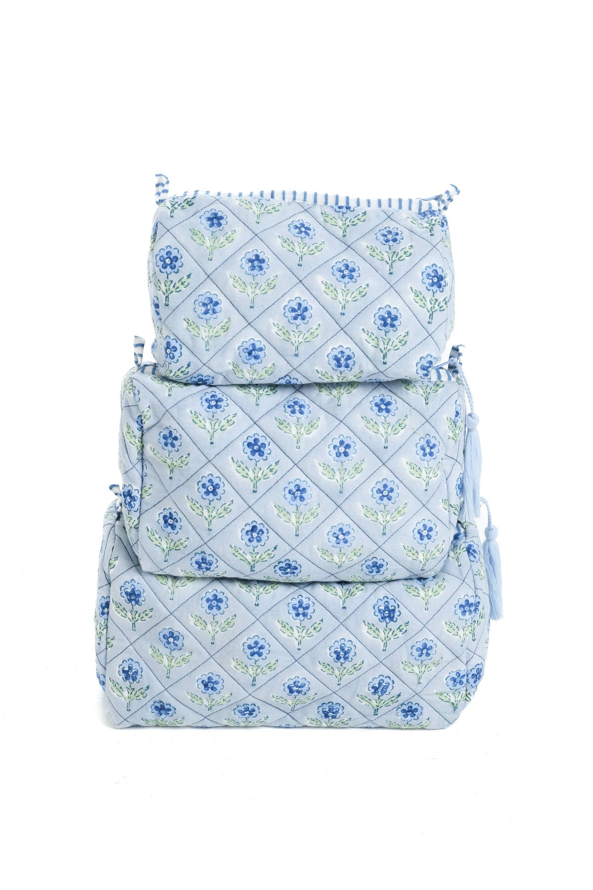 Mona Blockprint Makeup Bag in Blue