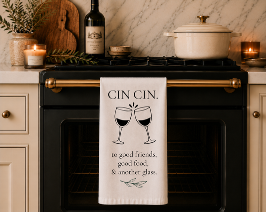 Cin Cin Wine & Entertaining Tea Towel