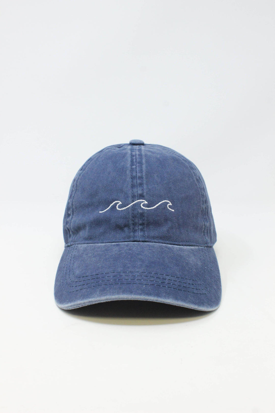 Waves Embroidered Washed Baseball Cap