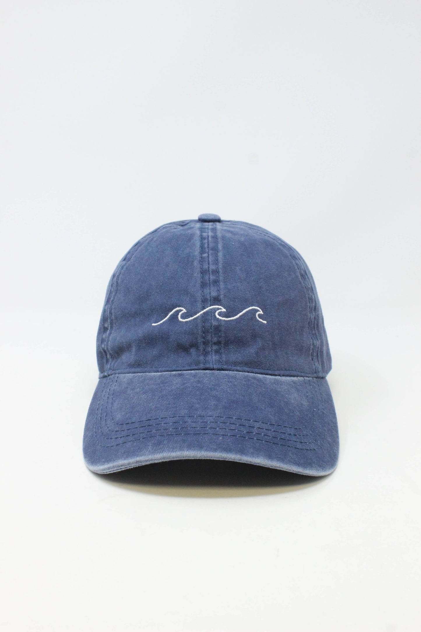 Waves Embroidered Washed Baseball Cap