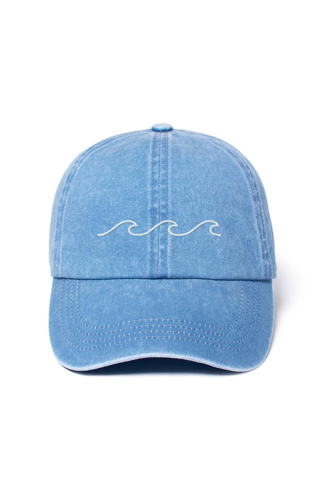 Waves Embroidered Washed Baseball Cap