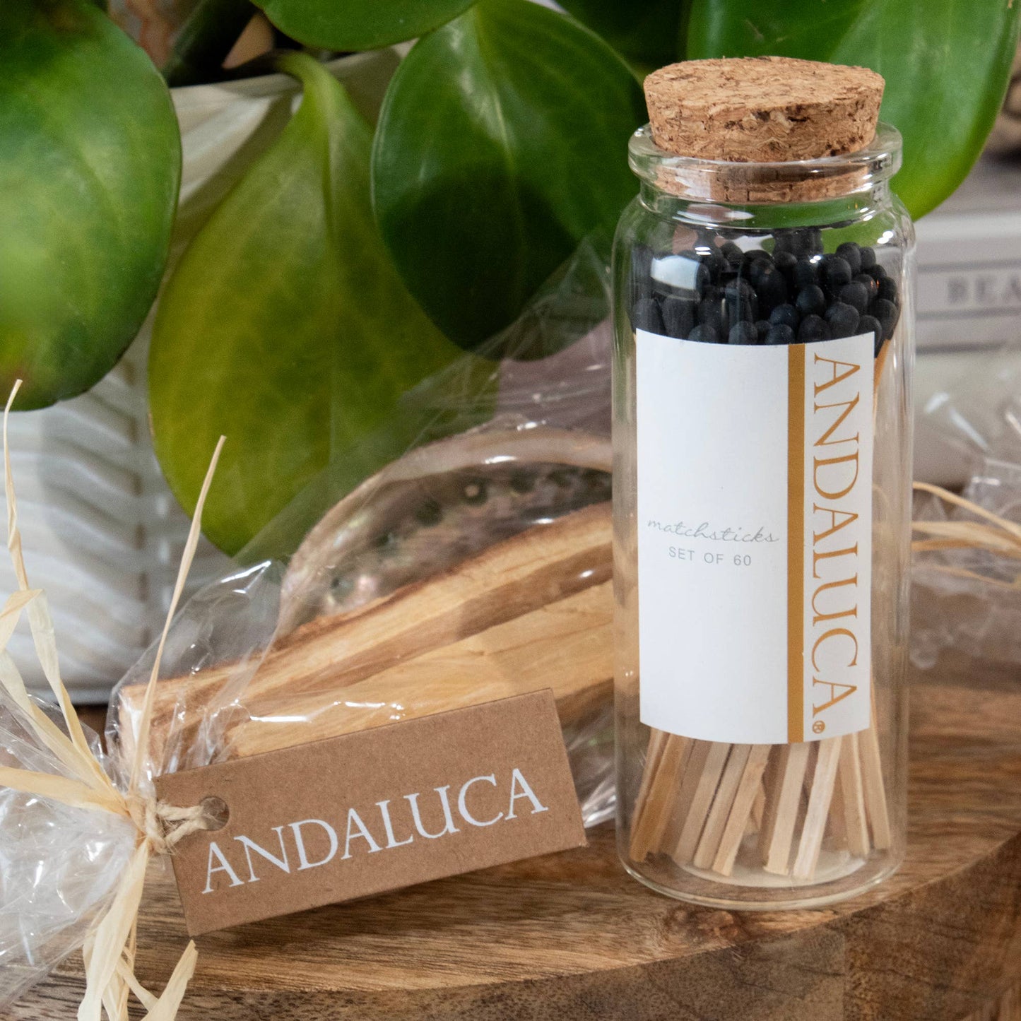 Glass Jar of 60 Wooden Matches: Black