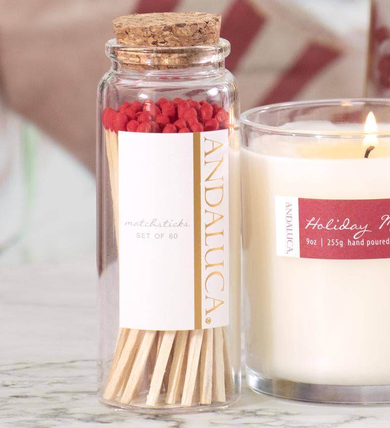 Glass Jar of 60 Wooden Matches: Black