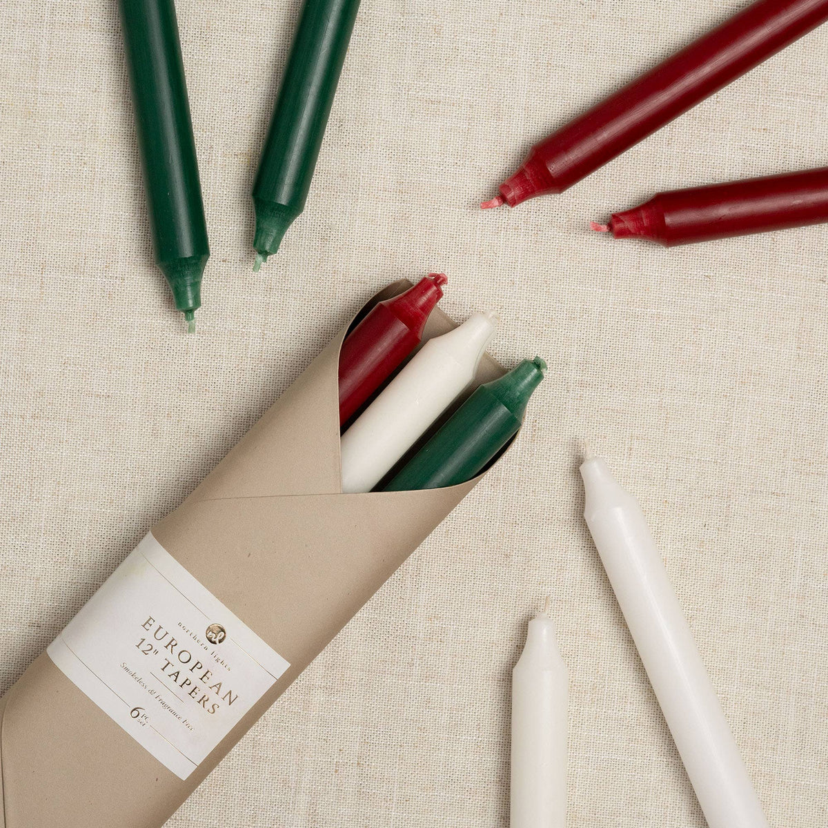 12" Taper Combo Candle Gift Set: Mistletoe