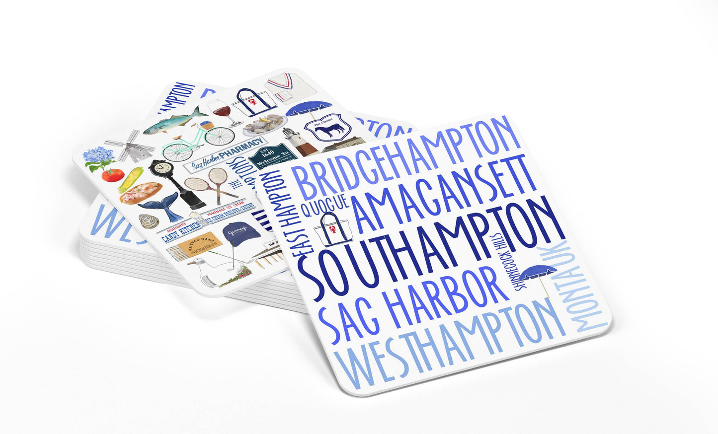Hamptons, New York-Themed Reversible Paper Coasters