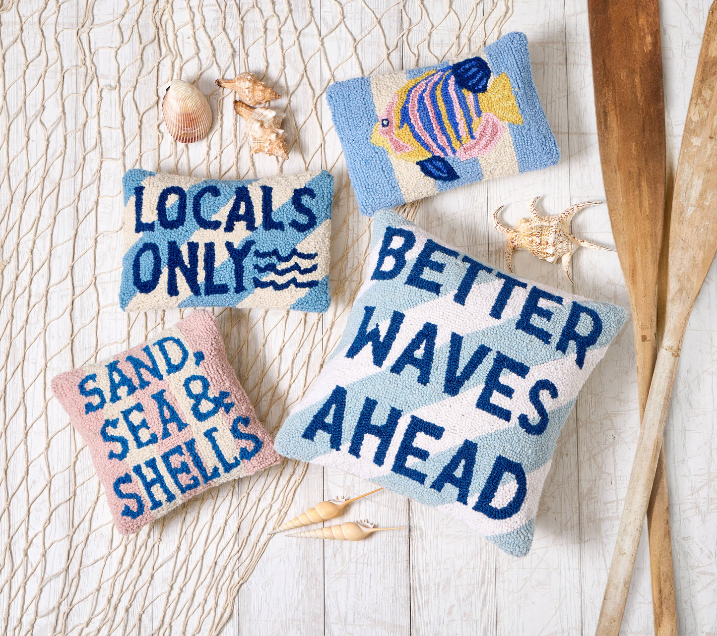 Sand Sea & Shells Hook Pillow
