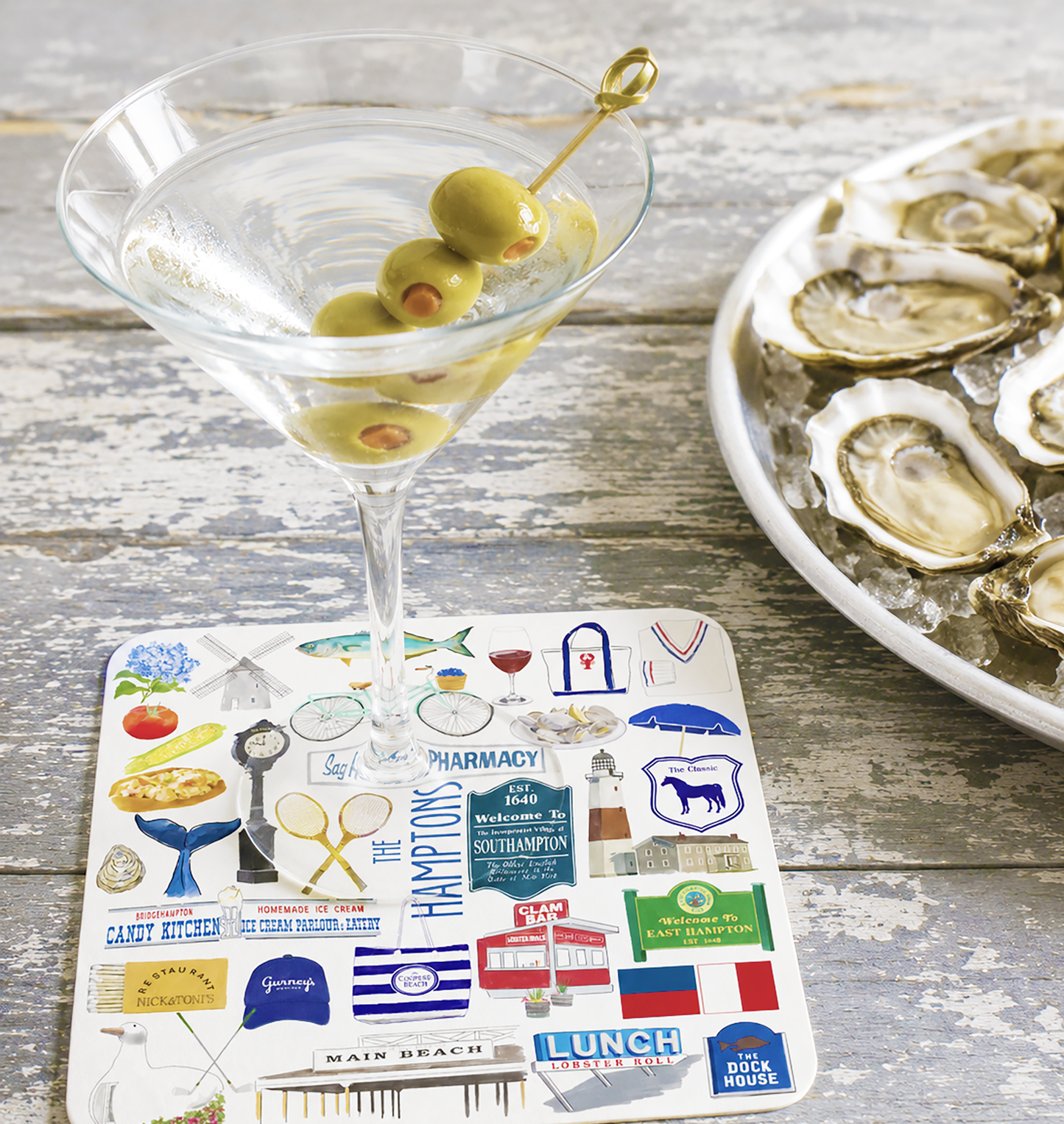 Hamptons, New York-Themed Reversible Paper Coasters