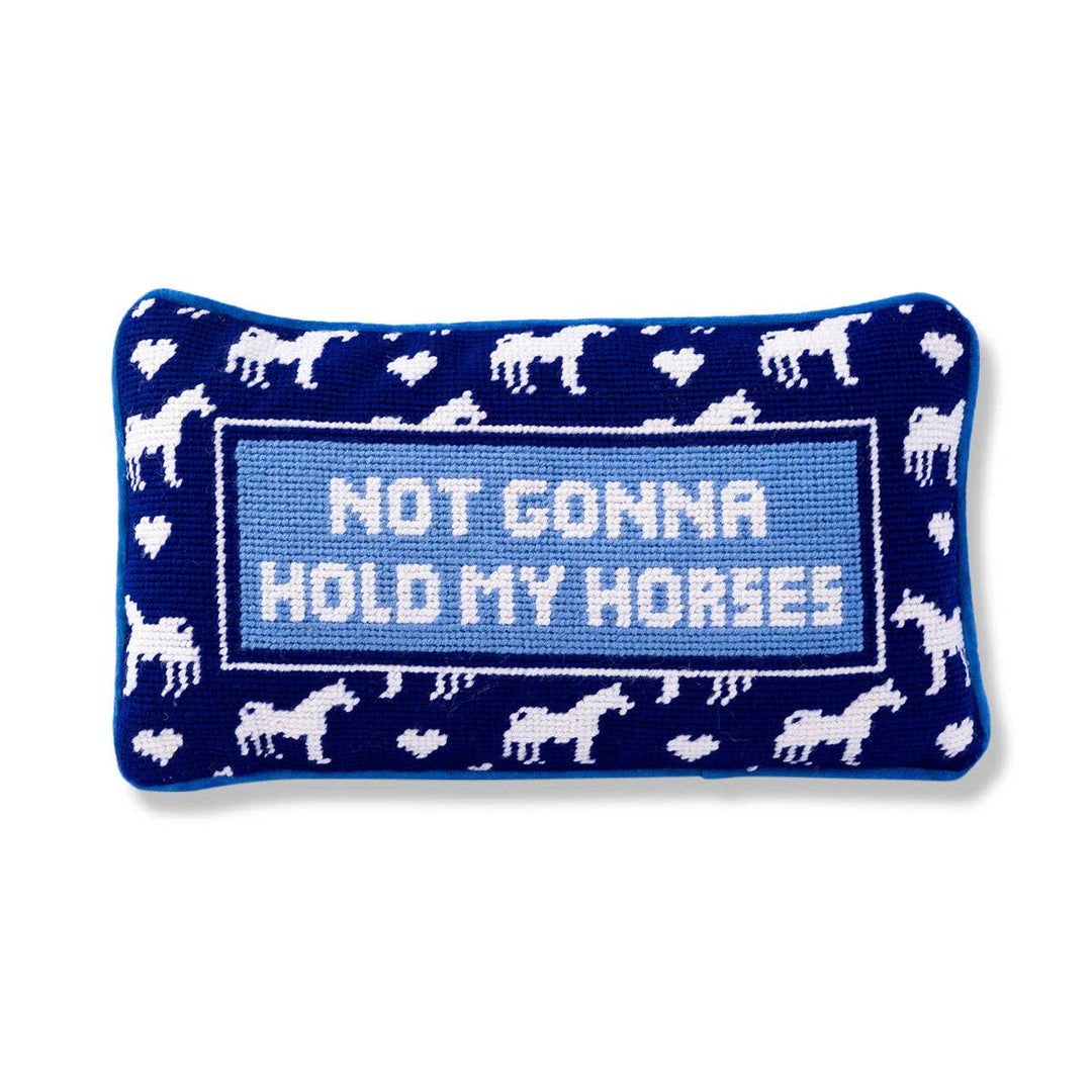 Hold My Horses Needlepoint Pillow