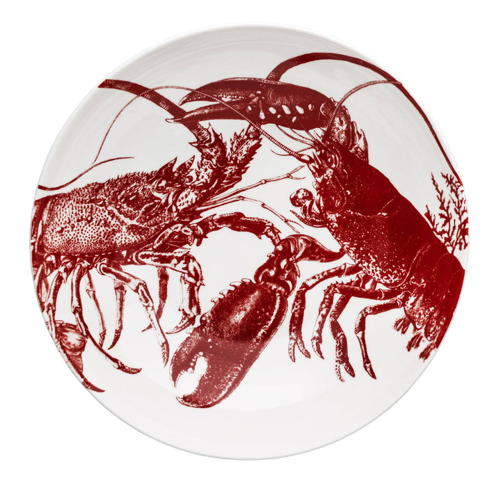 Lobster Wide Serving Bowl Red