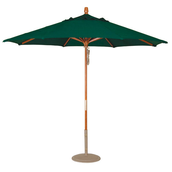 9' Octagonal Quad Pulley-Lift Wooden Umbrella