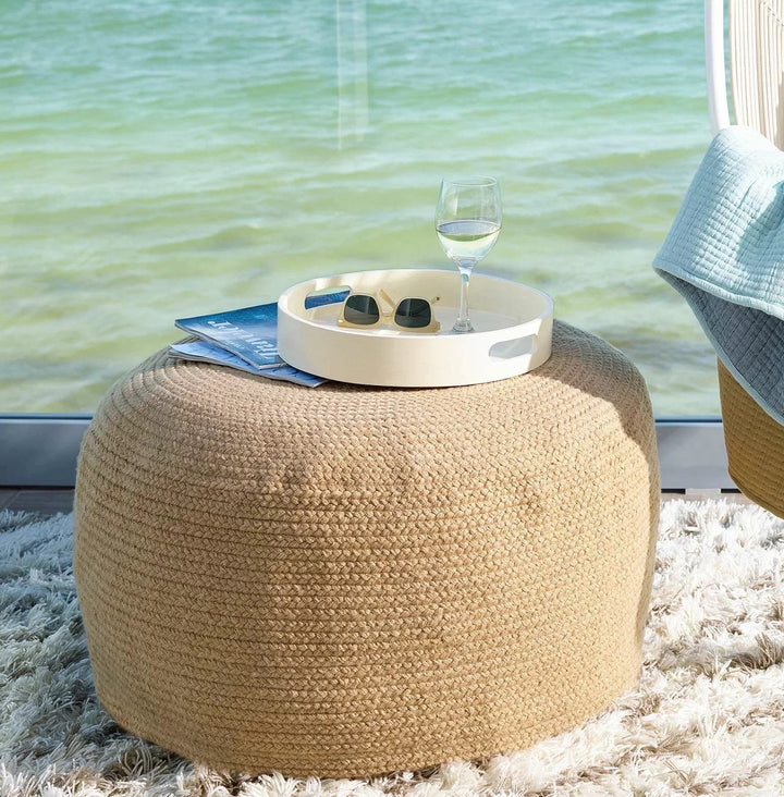 Braided Natural Indoor/Outdoor Pouf